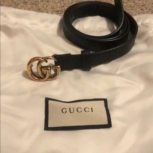 Leather Gucci belt with GG buckle
